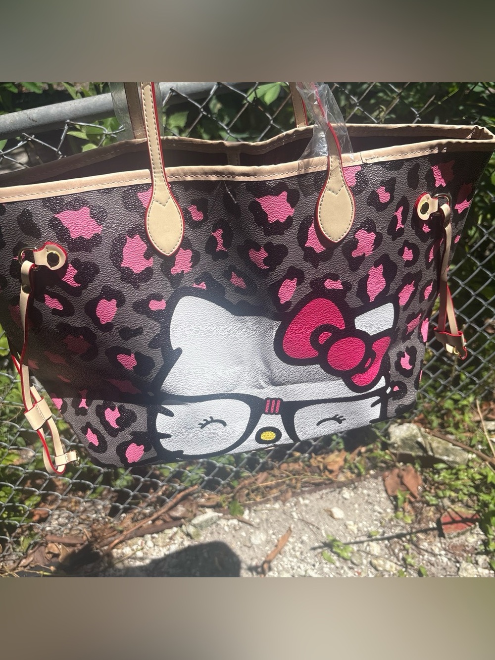 Hello Kitty Brown and Pink Leopard Print Tote